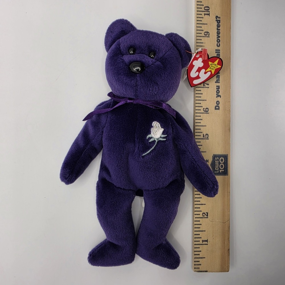 Ty Beanie Baby Princess Diana Bear 1997 Retired Purple Teddy Bear PE Pellets - Picture 15 of 15